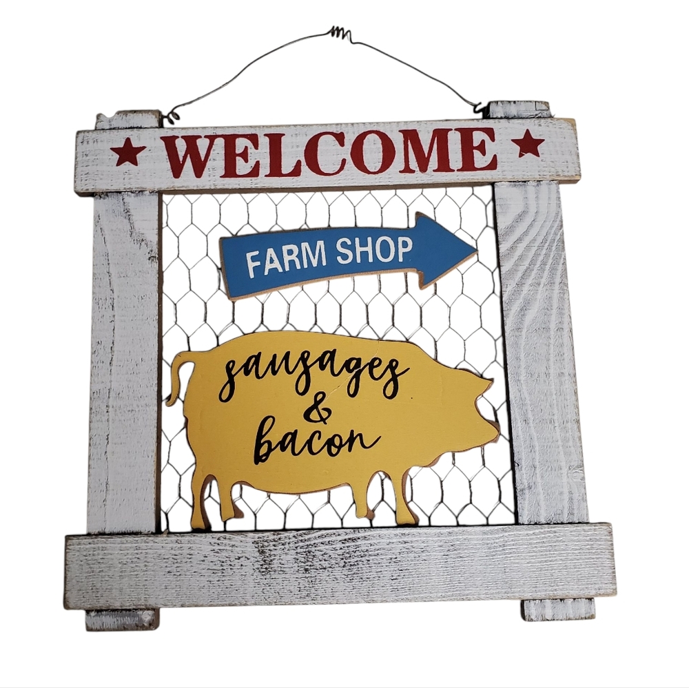 Welcome Farm Shop Sign with Pig Design